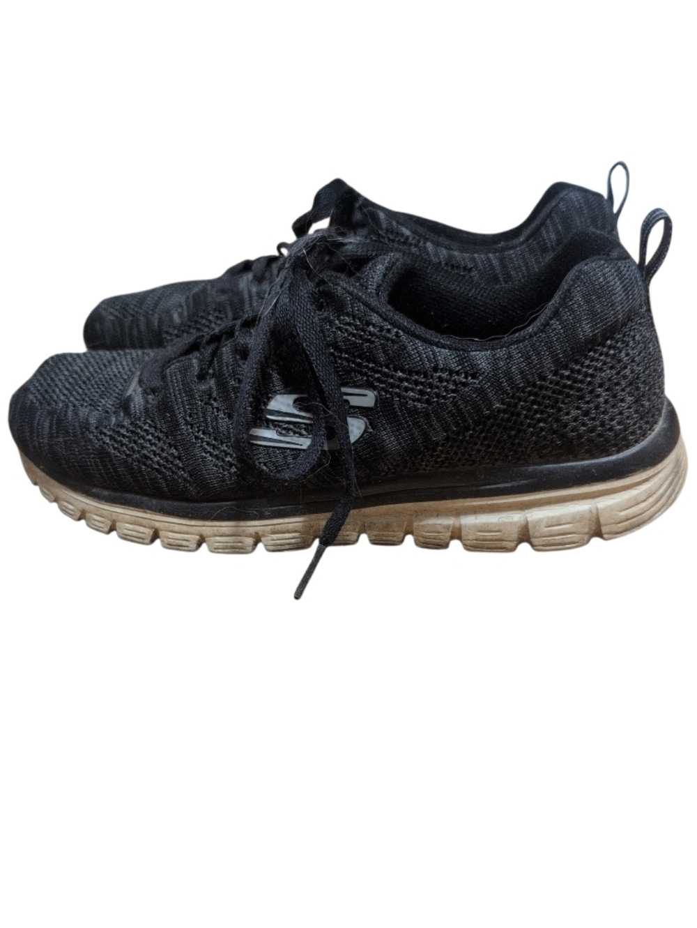 Skechers Women’s Size 8 Lightweight Memory Foam Sneakers Black Lace Up Walking